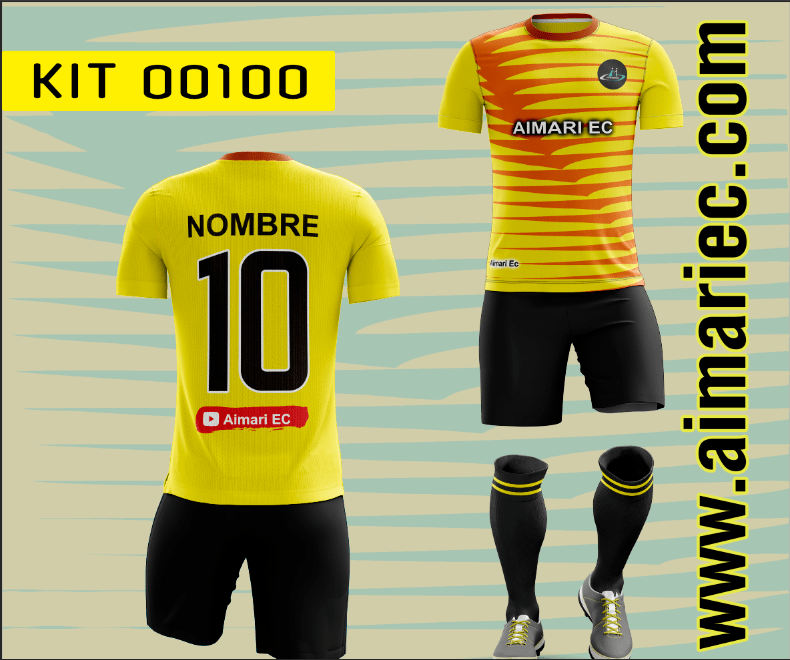 Uniforme de fútbol de color amarillo y naranja