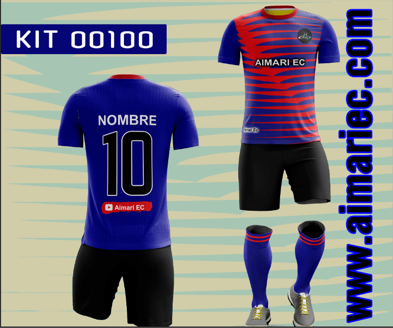 Uniformes de fútbol de color rojo y azul