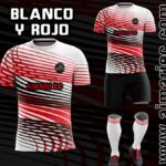 uniforme de futbol sublimado color rojo y blanco