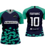 camiseta SUBLIMADA para mujer, color azul y menta