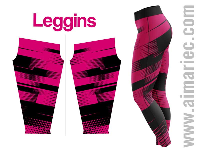 licra sublimada para mujer color negro y rosado