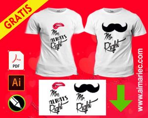 Camiseta para novios mr. Right & Mrs. Always Rigth