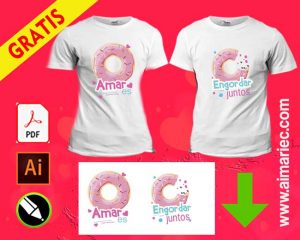 Camisetas para parejas amar es engordar juntos