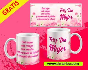 Plantilla taza feliz día mujer diseño floral