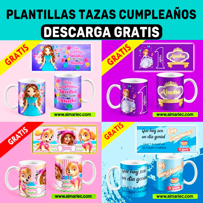 Plantillas tazas para cumpleaños (Psd, PNG, Ai,Cdr) descargar gratis