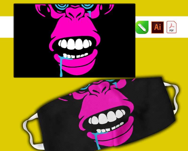 vector para sublimar tapabocas monkey