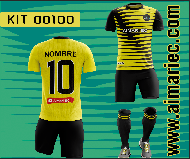 Uniforme de fútbol de color negro y amarillo