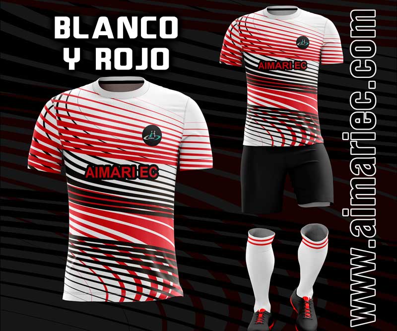uniforme de futbol sublimado color rojo y blanco