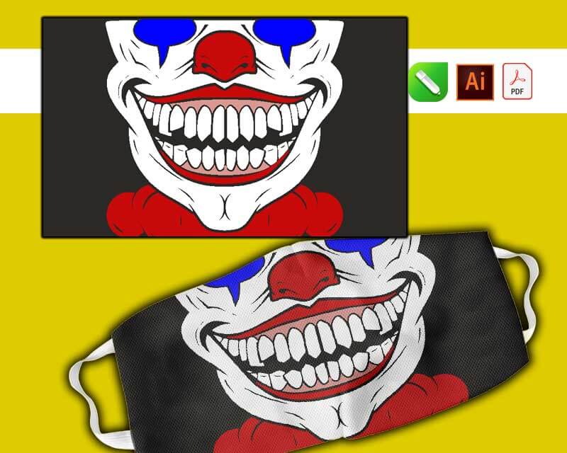 plantilla para sublimar cubrebocas boca payaso