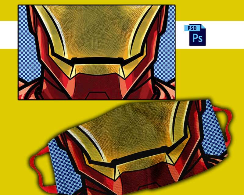 plantillas para sublimar tapabocas hombre de acero