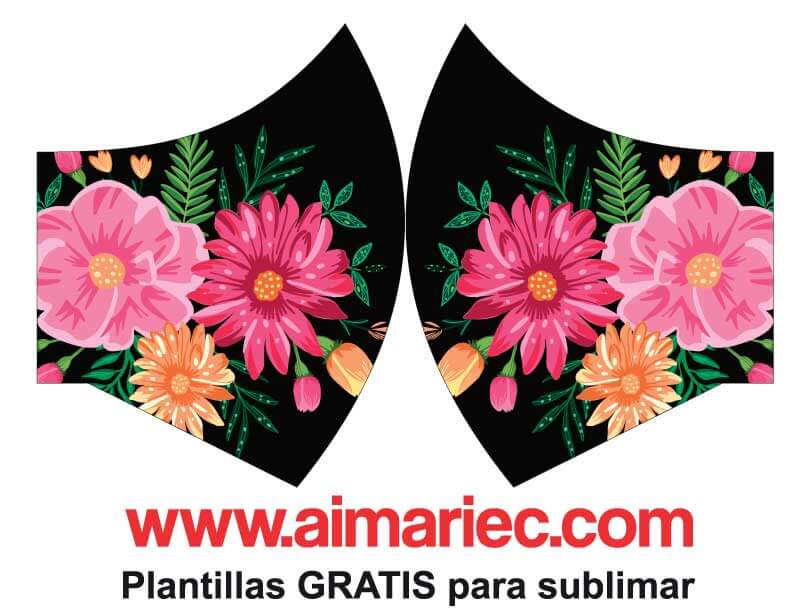 Plantillas para sublimar MASCARILLAS con flores | PDF | photoshop | corelDraw | illustrador flores