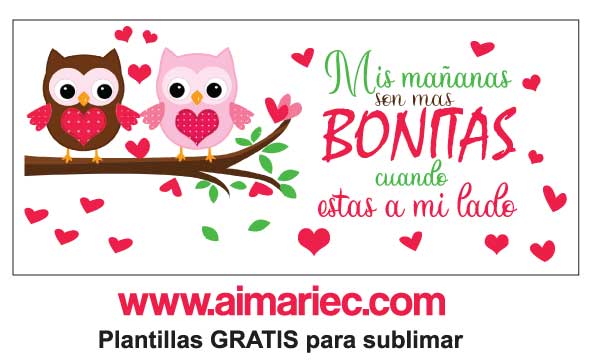 Plantilla Taza para enamorados con frases