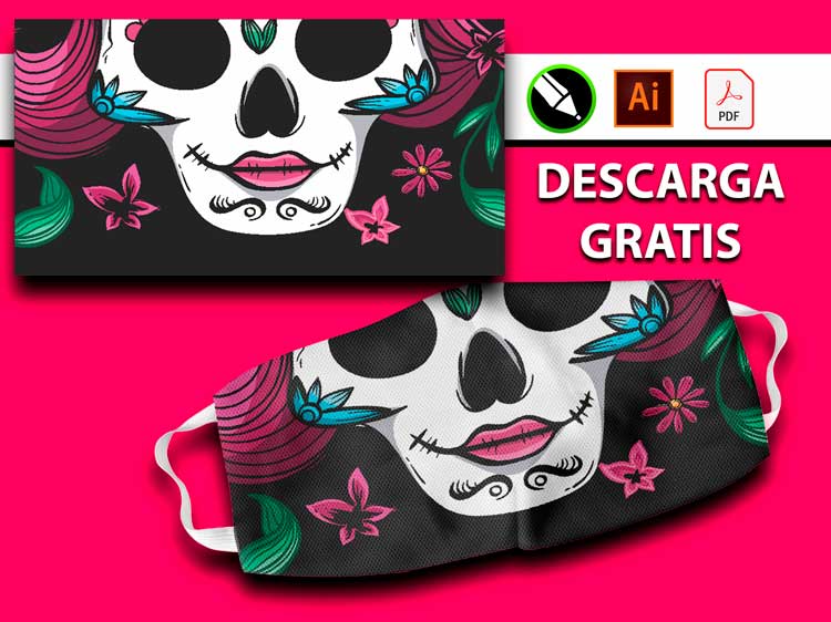 Diseños para sublimar taoabocas dÃa de los muertos catrina