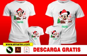 Plantilla para sublimar camisetas navideÃ±as Mickey Mouse Familia, CAMISETAS PERSONALIZADAS