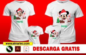 Plantilla para sublimar camisetas navideƱas Mickey Mouse Familia, CAMISETAS PERSONALIZADAS