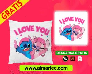 plantilla para cojines Stitch y Yuna para enamorados