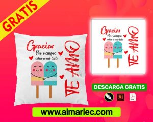 Plantilla para estampar Cojín enamorados